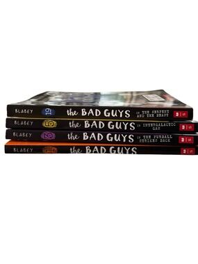 Scholastic The Bad Guys Graphic Novels - Black Spines with Colored Volume Tabs